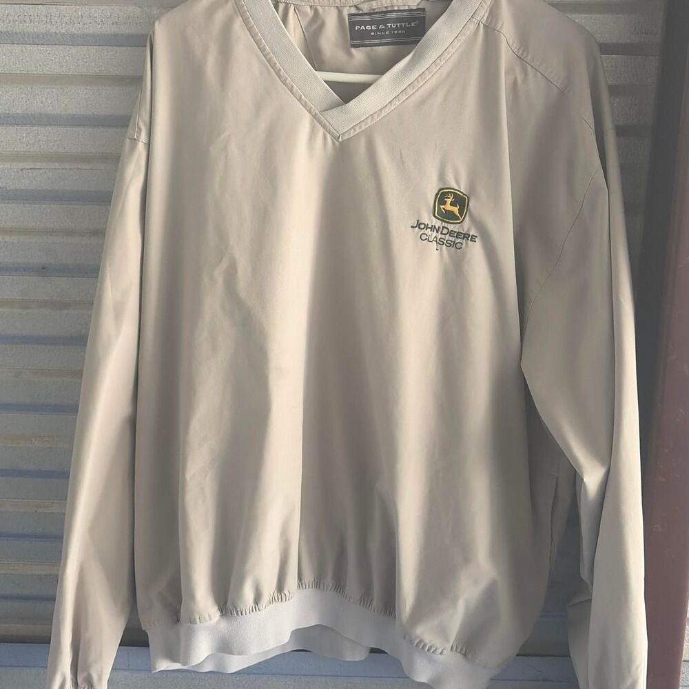 John-deere Men's Cream and White Jumper